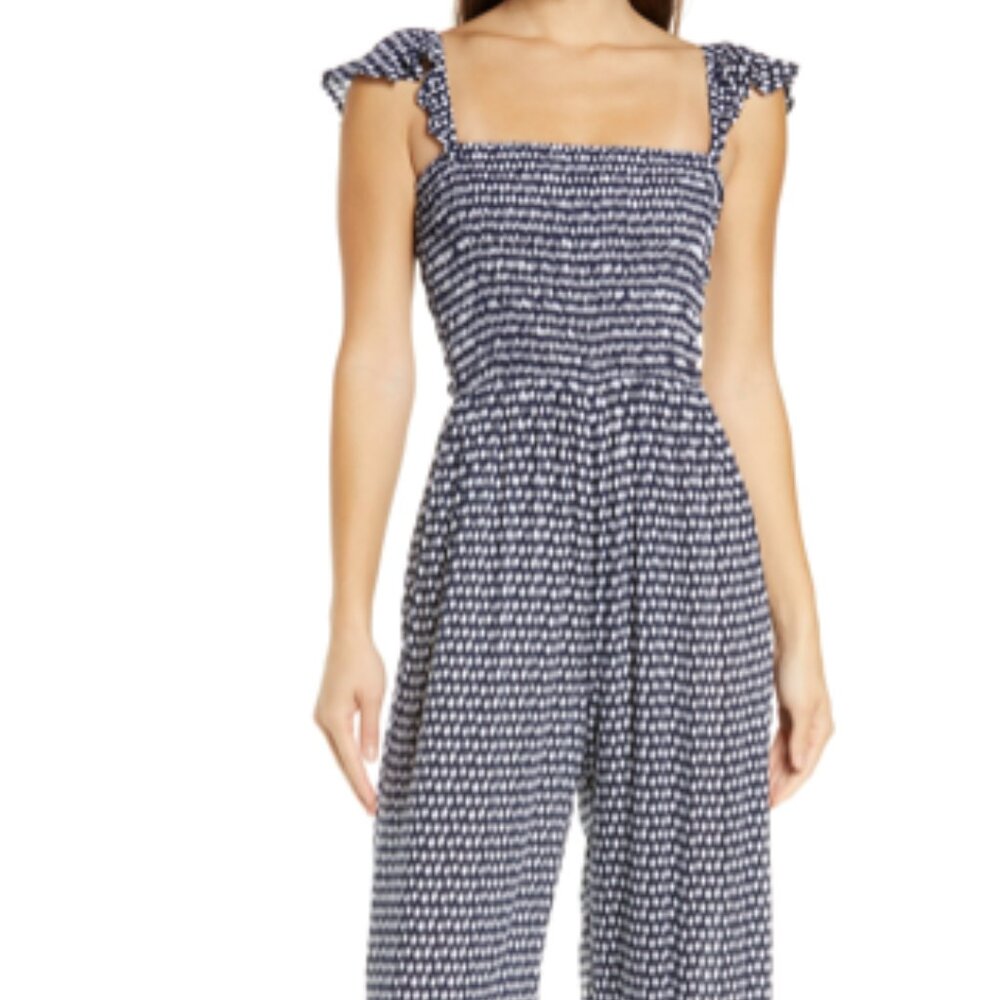 Tiare Hawaii Jade Jumpsuit Cover Up Navy White One Size OS NWT